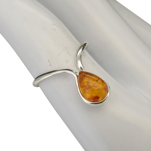 Amber Sterling Silver Adjustable Ring