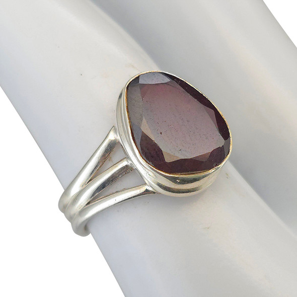 Faceted Garnet Sterling Silver Ring