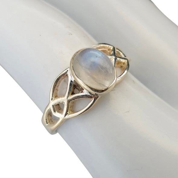 Moonstone Sterling Silver Celtic Knot Ring