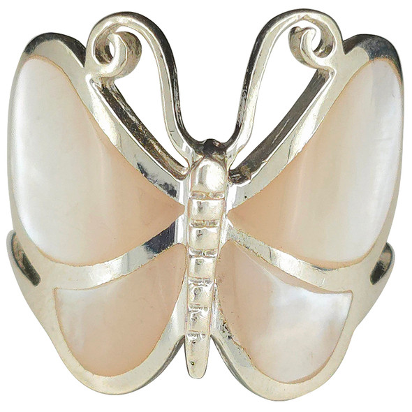 Mother-of-Pearl Sterling Silver Butterfly Ring