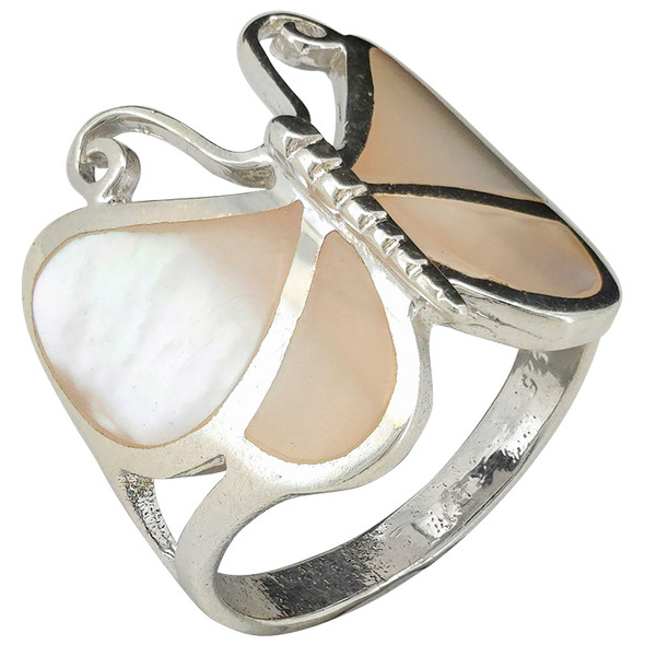 Mother-of-Pearl Sterling Silver Butterfly Ring