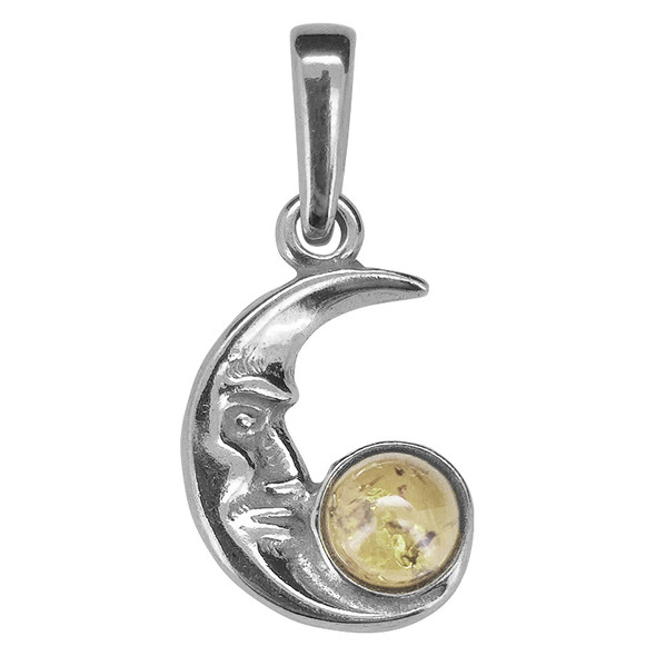 Moon Citrine Amber Small Silver Pendant