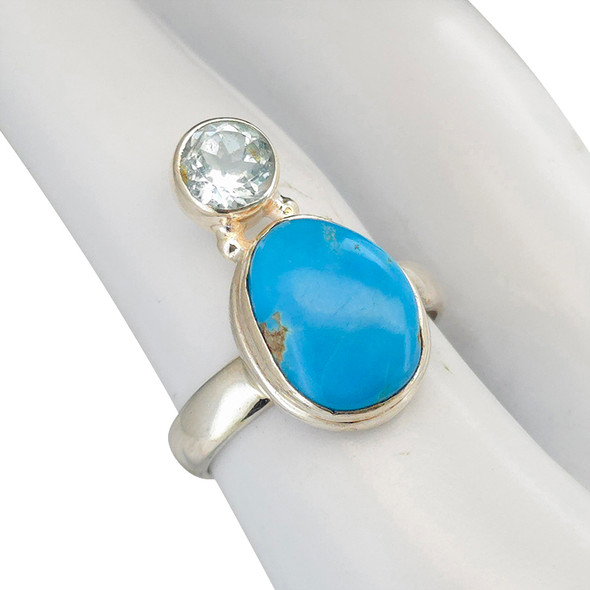 Arizona Turquoise/Blue Topaz Sterling Silver Ring