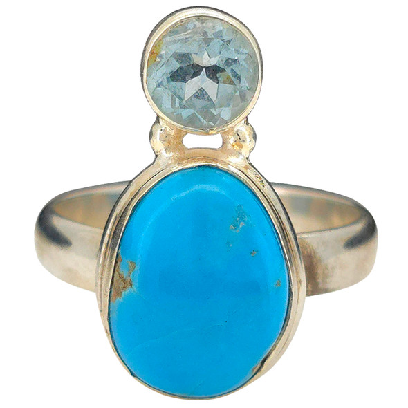 Arizona Turquoise/Blue Topaz Sterling Silver Ring