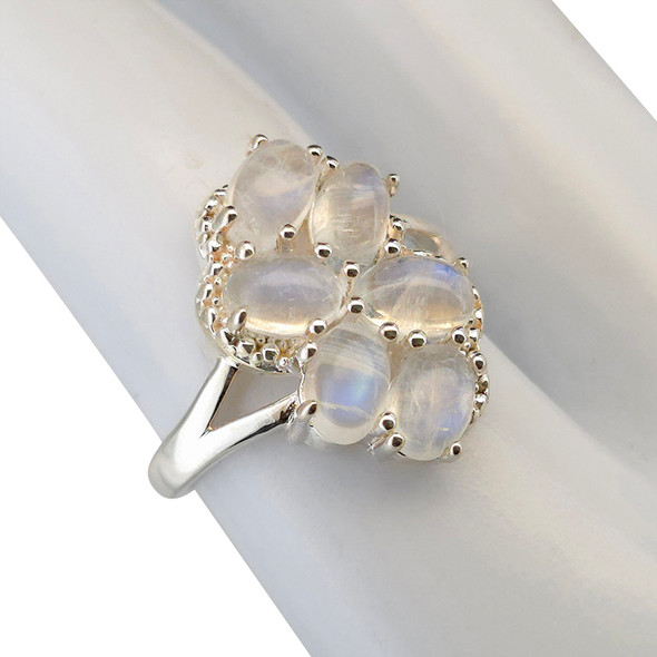 Moonstone Sterling Silver Cluster Ring.