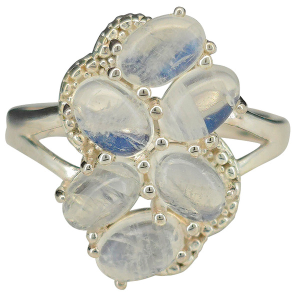Moonstone Sterling Silver Cluster Ring.