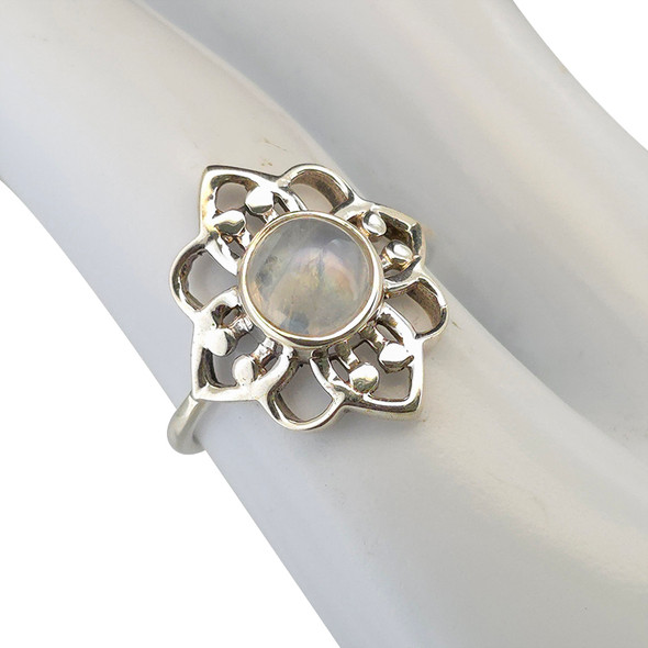Moonstone Sterling Silver Flower Ring