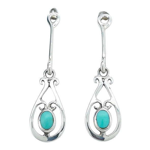 Howlite Sterling Silver Post Dangle Earrings