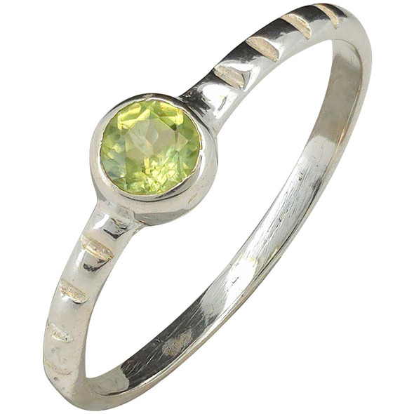 Faceted Peridot Sterling Silver Ring