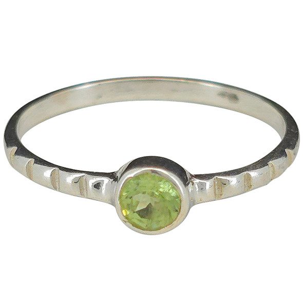 Faceted Peridot Sterling Silver Ring