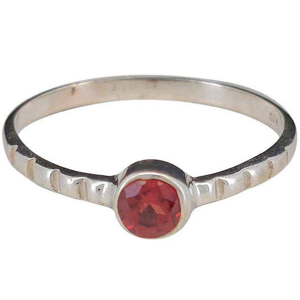 Faceted Garnet Sterling Silver Ring