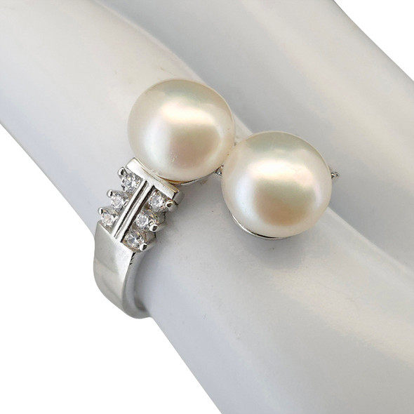 Stacked Pearl Sterling Silver Ring.