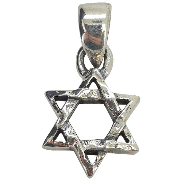 Mini Textured Star of David Sterling Silver Pendant