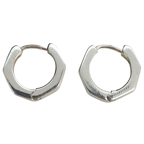 Sterling Silver Polygonal Mini Hoop Earrings