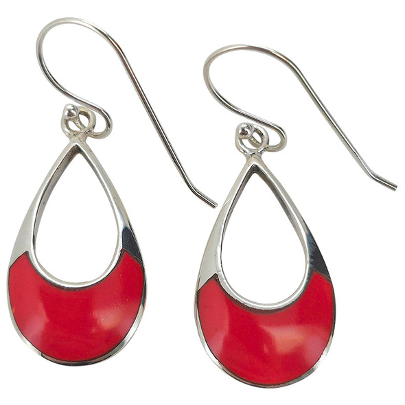 Coral Sterling Silver Hook Earrings