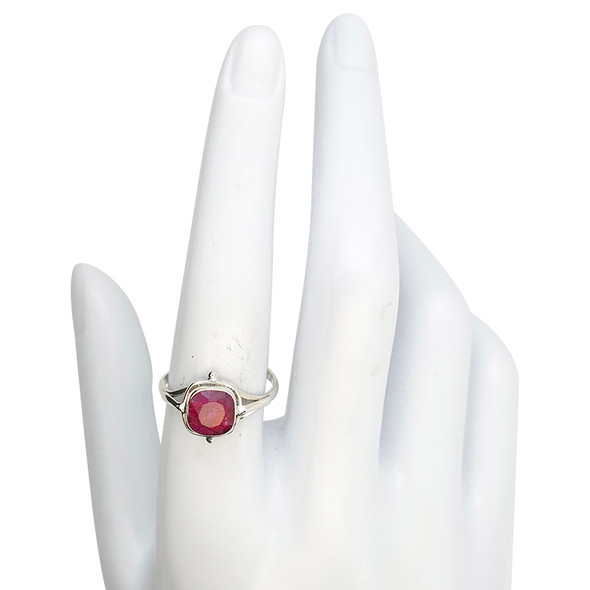Faceted Composite Ruby Sterling Silver Ring