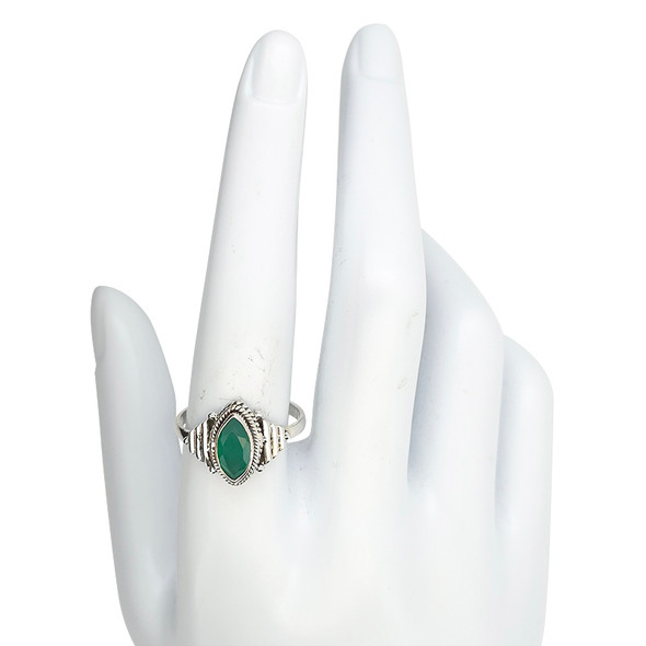 Faceted Green Onyx Sterling Silver Ring