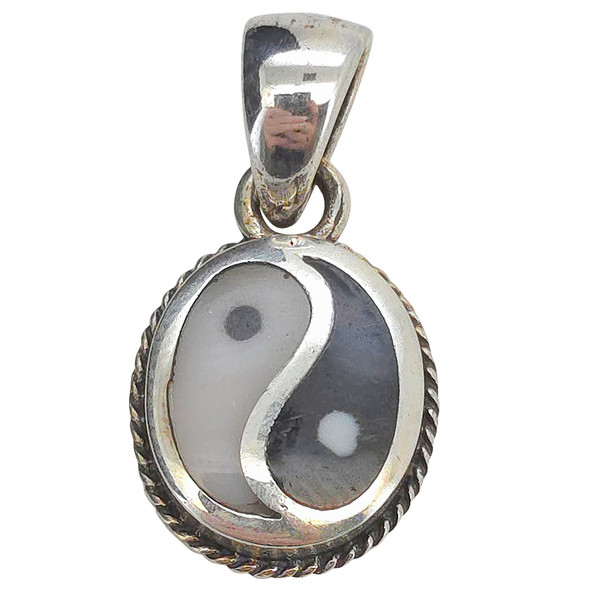 Enamel Sterling Silver Yin Yang Pendant