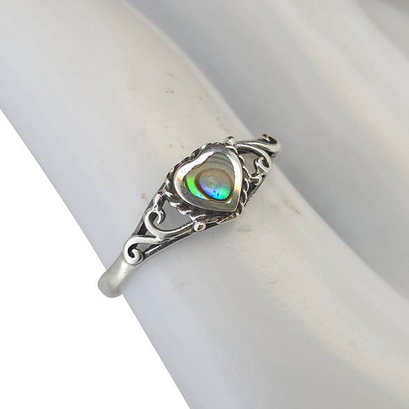 Abalone Sterling Silver Heart Ring