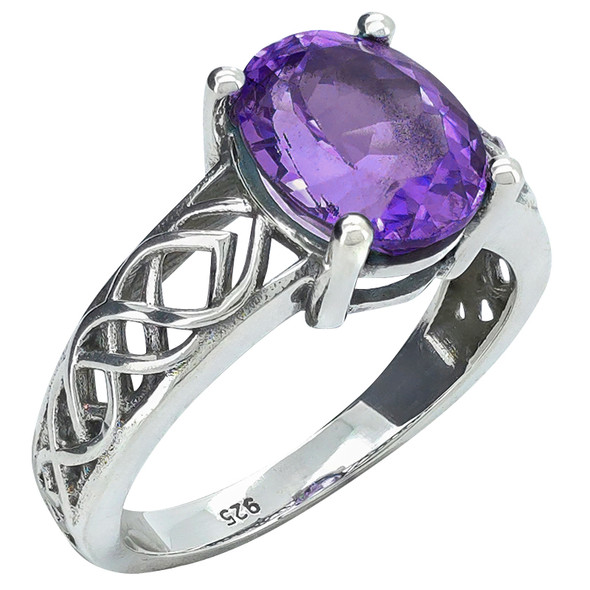 Faceted Amethyst Sterling Silver Ring
