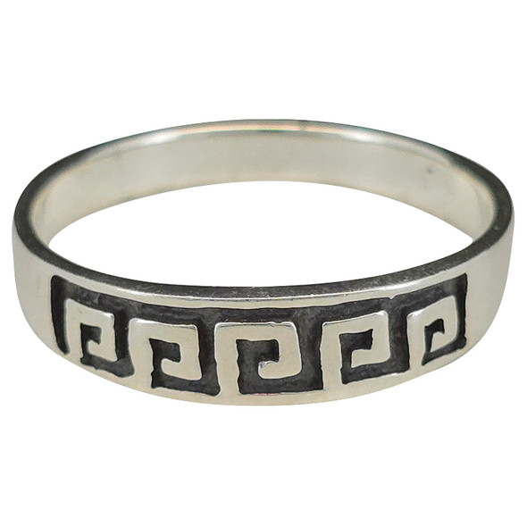 Greco Roman Meander Sterling Silver Stacking Band Ring