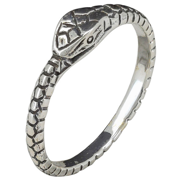 Ouroboros Snake Sterling Silver Stacking Ring