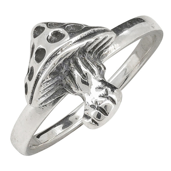 Spotted Mushroom Sterling Silver Pinky Ring