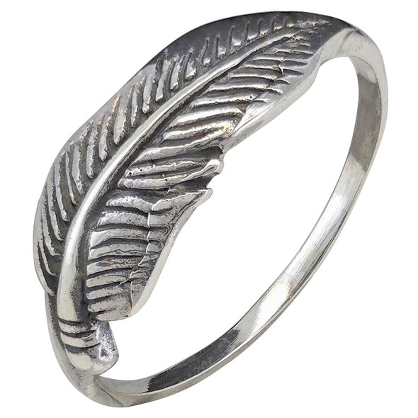 .925 silver feather ring