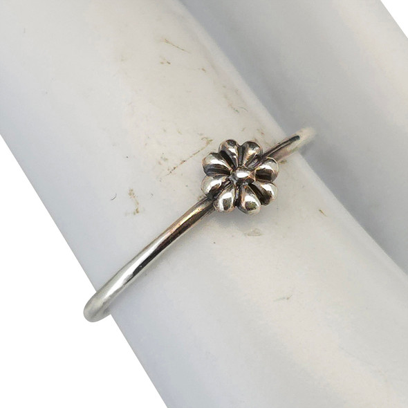 Simple Small Flower Sterling Silver Stacking Ring