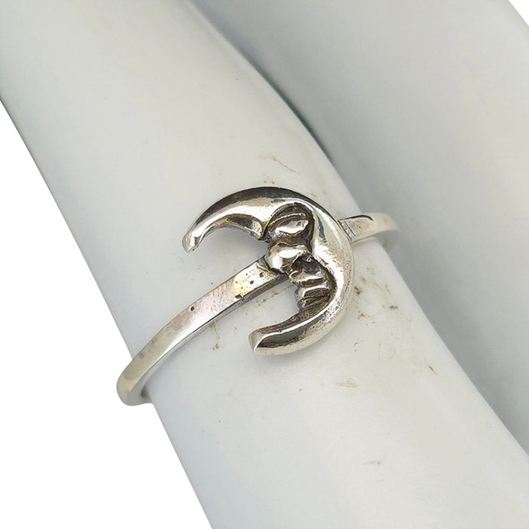 Small Moon Sterling Silver Stacking Ring