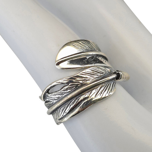 Bohemian Feather Wrapped Sterling Silver Ring