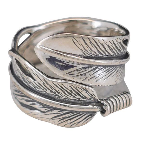 Bohemian Feather Wrapped Sterling Silver Ring