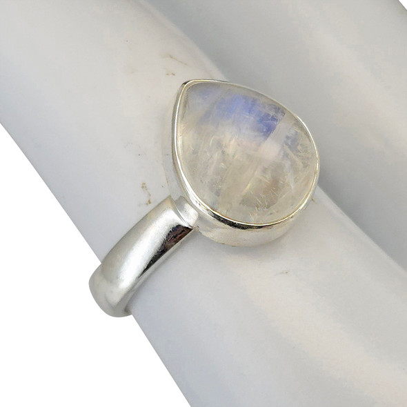 Rounded Teardrop Moonstone Sterling Silver Ring