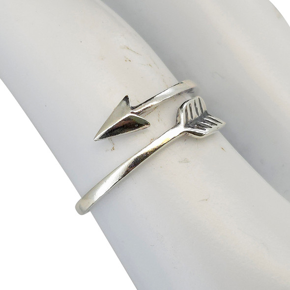 Wrapped Rustic Arrow Sterling Silver Ring