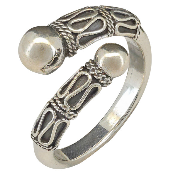 Bali Style Adjustable Sterling Silver Ring