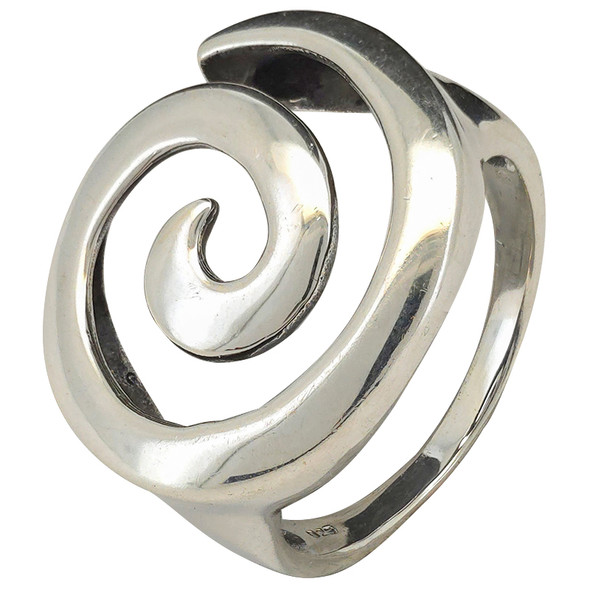 Swirl Motif Bold Sterling Silver Statement Ring