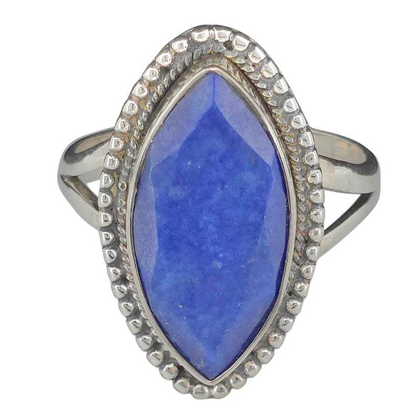 Faceted Lapis Sterling Silver Ring