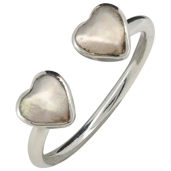 Open Heart Sterling Silver Mother Of Pearl Ring