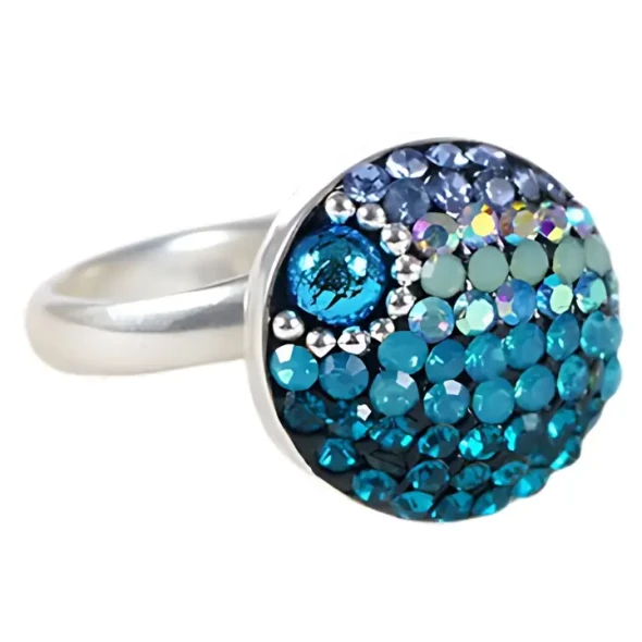 Dichroic Glass Sterling Silver Mosaic Adjustable Ring