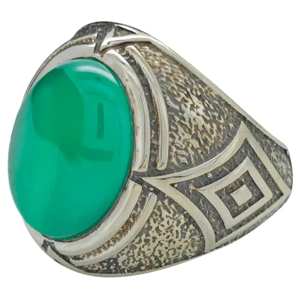 Green Onyx Sterling Silver Men's Ring