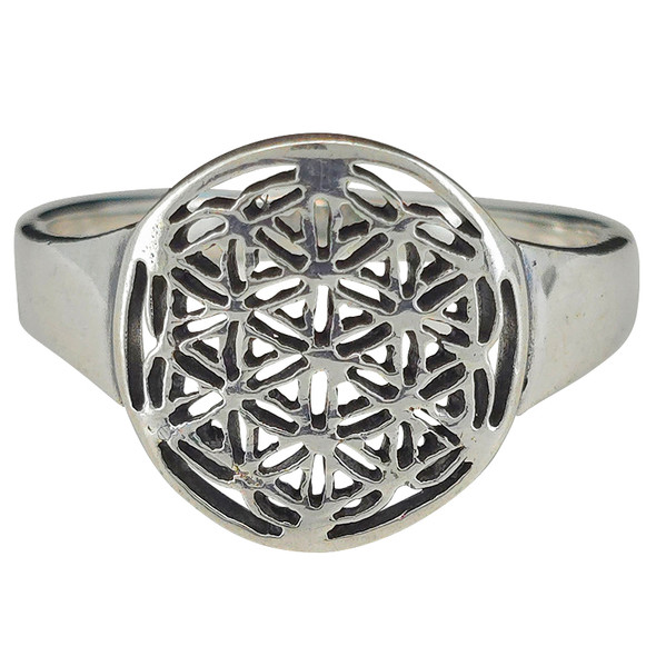 Flower of Life Mandala Sterling Silver Ring
