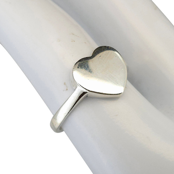 Flat Heart Sterling Silver Ring