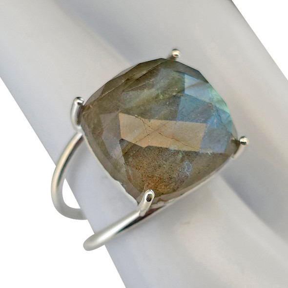 Faceted Labradorite Sterling Silver Ring 3495