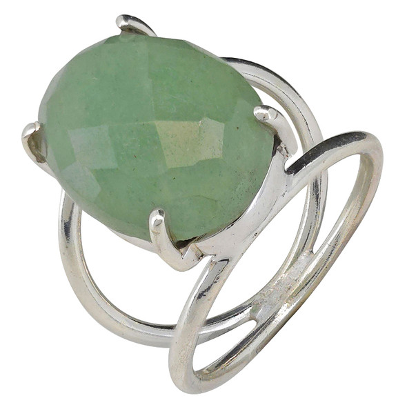 Faceted Green Aventurine Sterling Silver Ring
