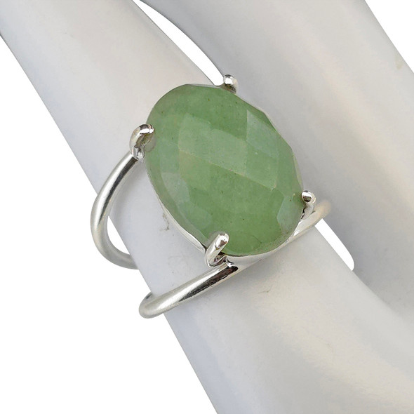 Faceted Green Aventurine Sterling Silver Ring