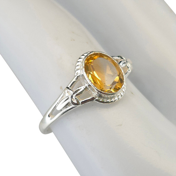 Faceted Citrine Sterling Silver Ring