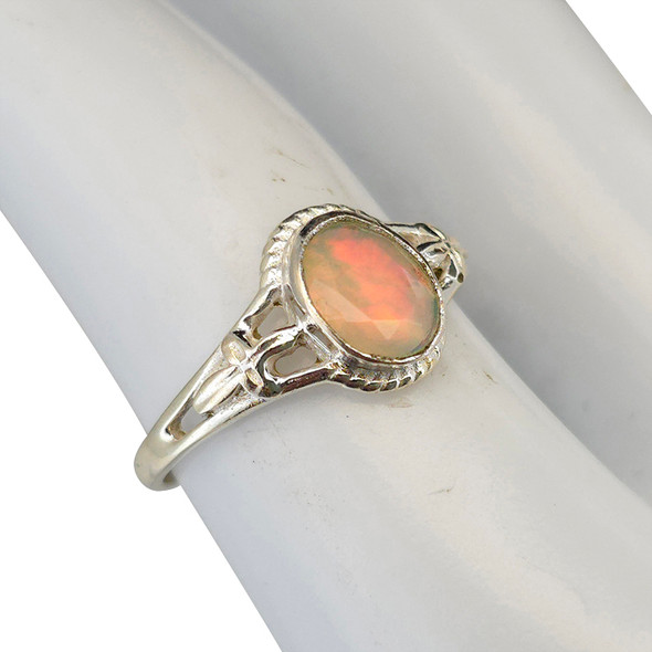 Faceted Opal Sterling Silver Ring