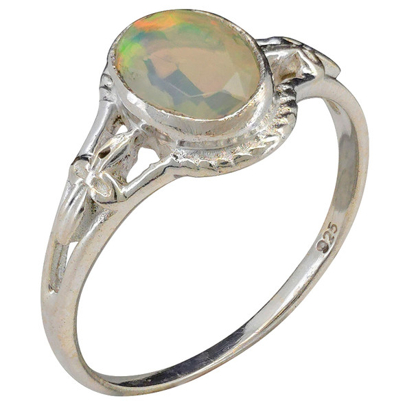 Faceted Opal Sterling Silver Ring