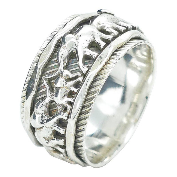 Elephant Themed Silver Spinner Ring