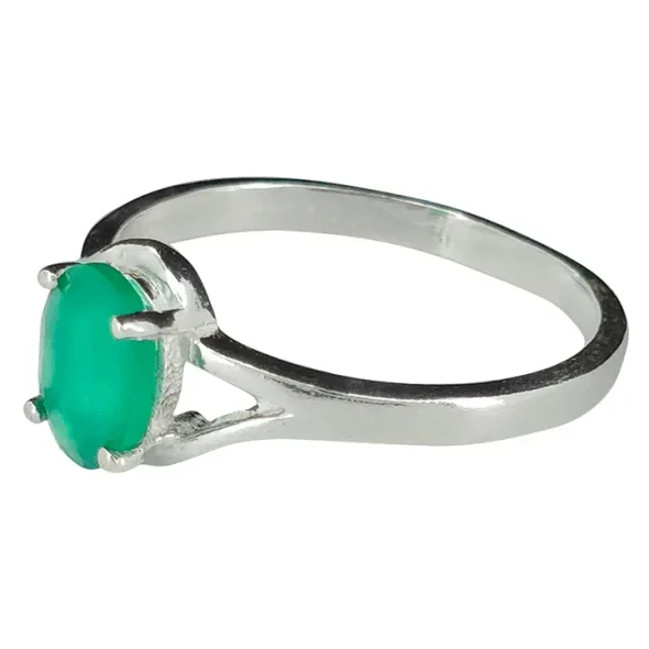 Faceted Green Onyx Sterling Silver Ring